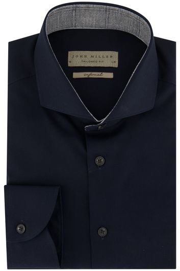 business overhemd John Miller Tailored Fit donkerblauw effen katoen slim fit 