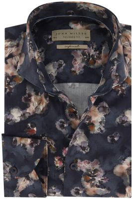 John Miller John Miller business overhemd Tailored Fit slim fit donkerblauw geprint katoen