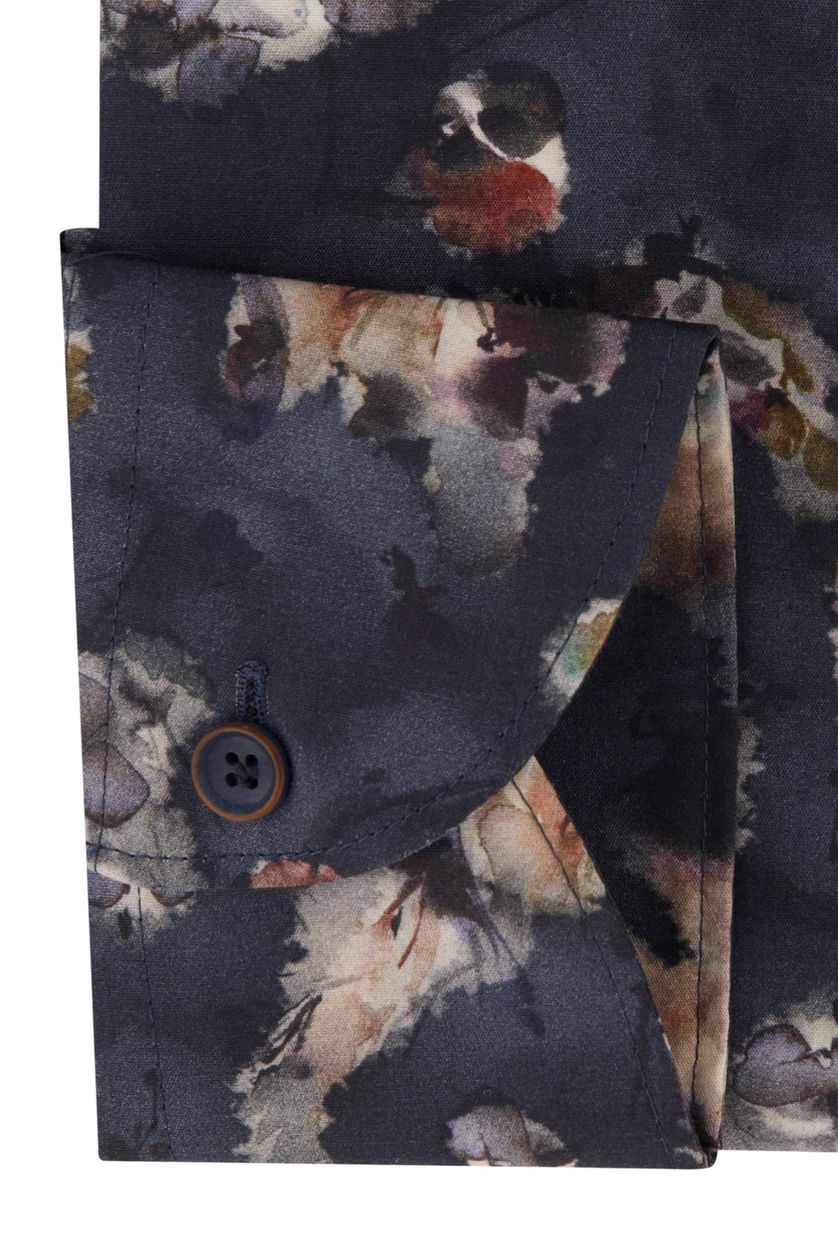 Zakelijk overhemd John Miller donkerblauw geprint Tailored Fit katoen