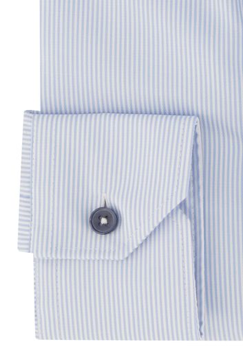 business overhemd Ledub Modern Fit New lichtblauw gestreept katoen normale fit 