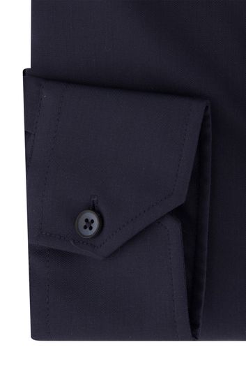 Ledub business overhemd normale fit donkerblauw effen met semi wide spread boord