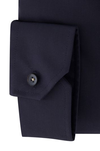 business overhemd Ledub Modern Fit donkerblauw effen katoen normale fit 