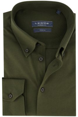 Ledub Ledub business overhemd normale fit groen effen katoen