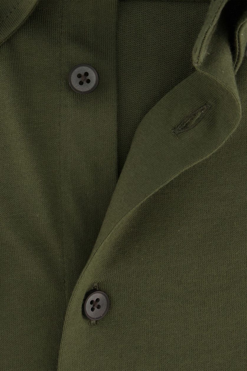 Ledub business overhemd groen effen katoen normale fit