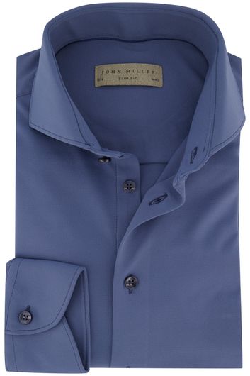 John Miller overhemd mouwlengte 7 slim fit blauw effen 