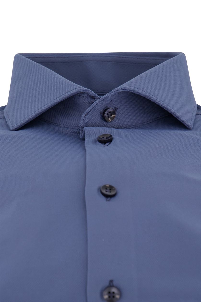 John Miller overhemd mouwlengte 7 blauw effen slim fit