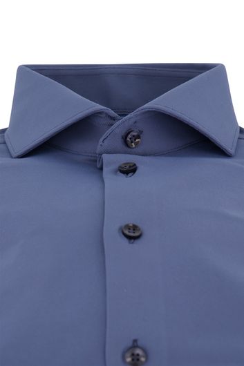 overhemd mouwlengte 7 John Miller blauw effen slim fit 