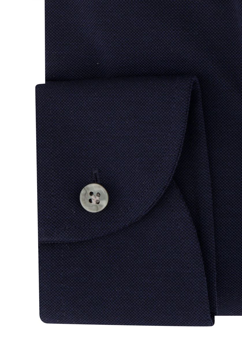 John Miller overhemd mouwlengte 7 Slim Fit donkerblauw effen katoen extra slim fit