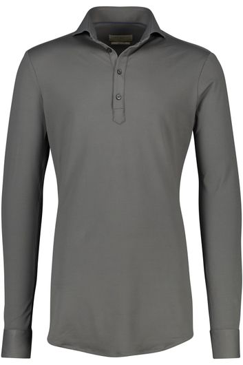John Miller overhemd mouwlengte 7  slim fit grijs effen 
