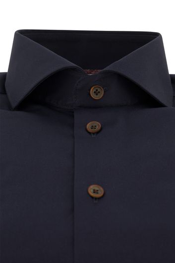 John Miller overhemd mouwlengte 7 Tailored Fit slim fit donkerblauw effen katoen