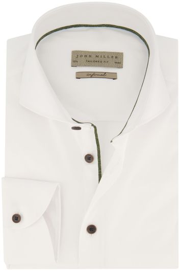 overhemd mouwlengte 7 John Miller Tailored Fit wit effen katoen slim fit 