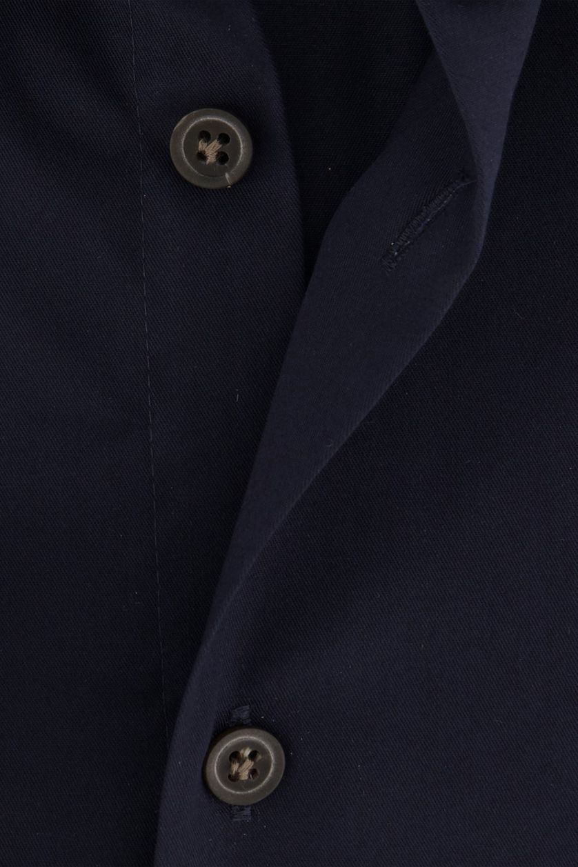 John Miller overhemd mouwlengte 7 donkerblauw effen katoen slim fit
