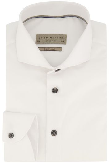overhemd mouwlengte 7 John Miller wit effen katoen slim fit 