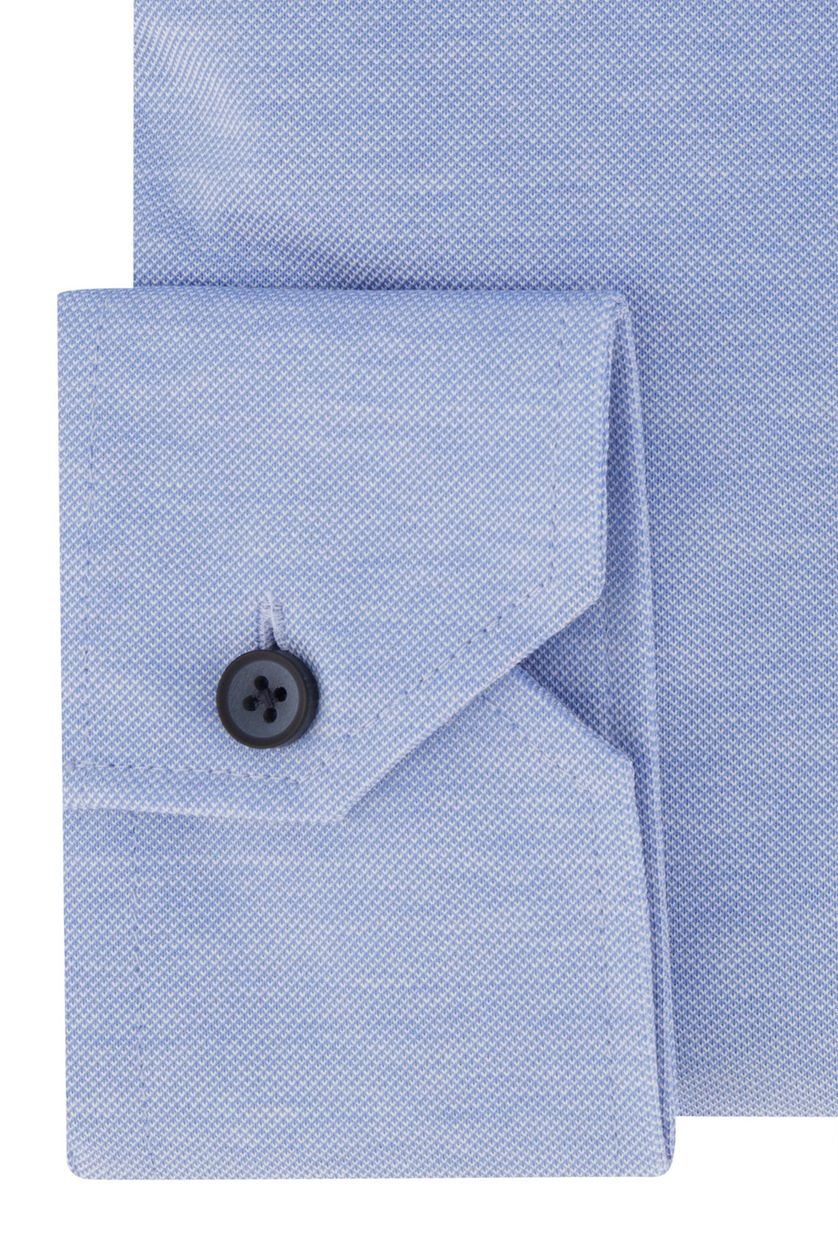 Ledub overhemd mouwlengte 7 Modern Fit New blauw effen katoen normale fit