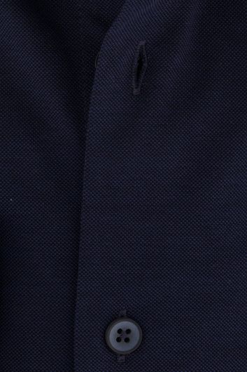 100% katoenen Ledub overhemd mouwlengte 7 normale fit donkerblauw effen