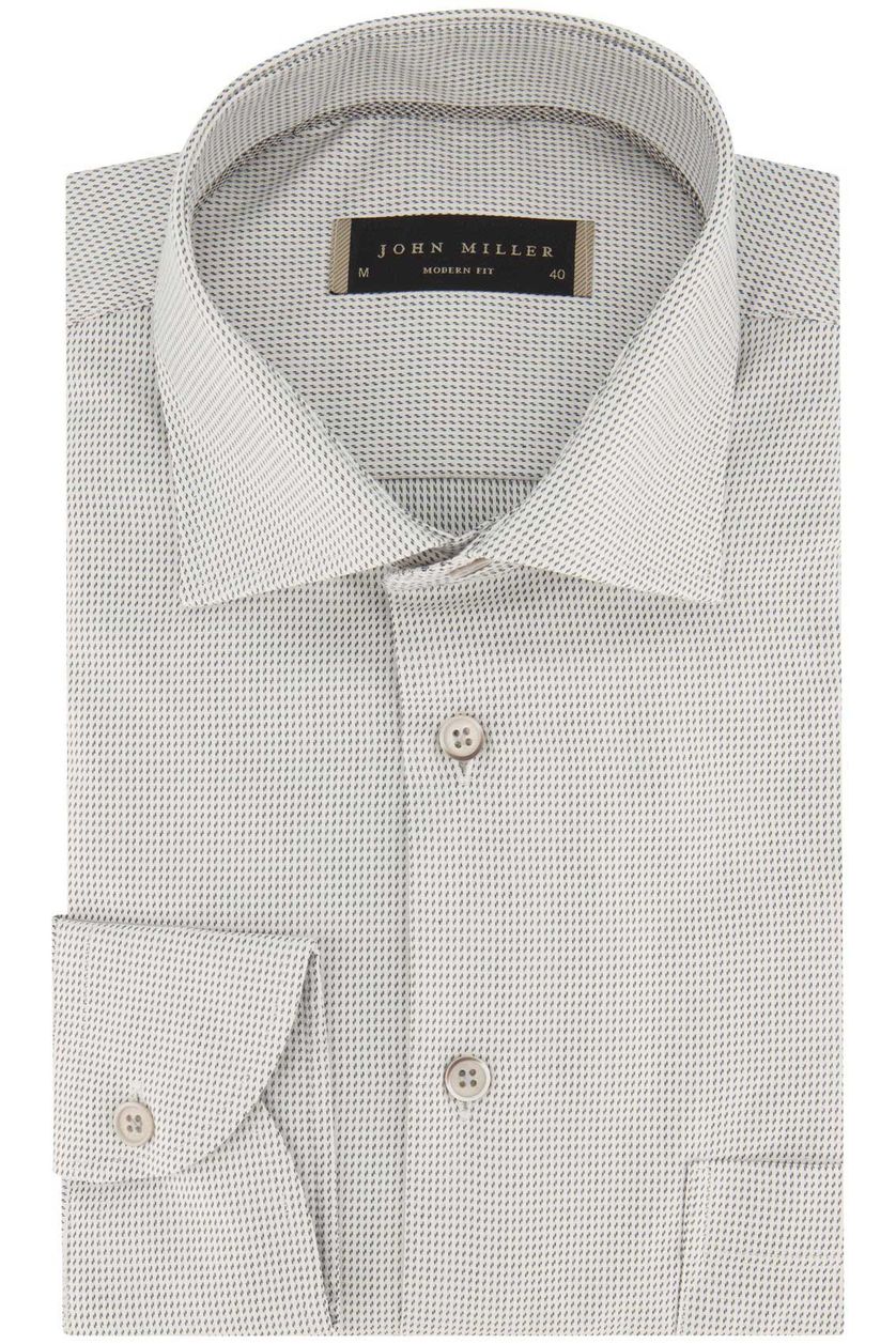 John Miller business overhemd Tailored Fit grijs geprint katoen normale fit