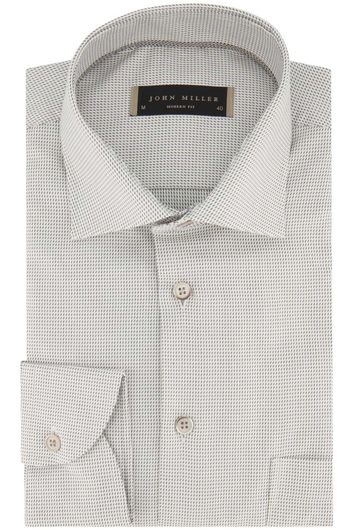 John Miller business overhemd Tailored Fit normale fit grijs geprint katoen