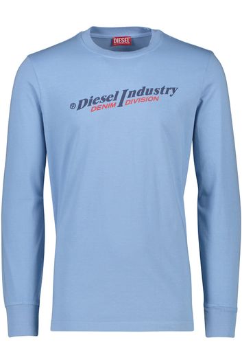 Diesel t-shirt  normale fit lichtblauw effen katoen