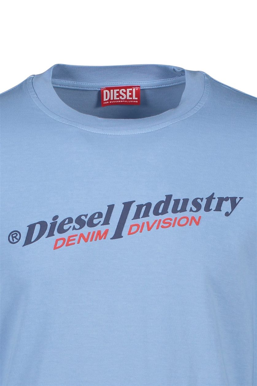 Diesel t-shirt  lichtblauw effen katoen normale fit
