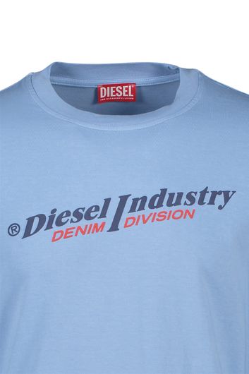 Diesel t-shirt  normale fit lichtblauw effen katoen