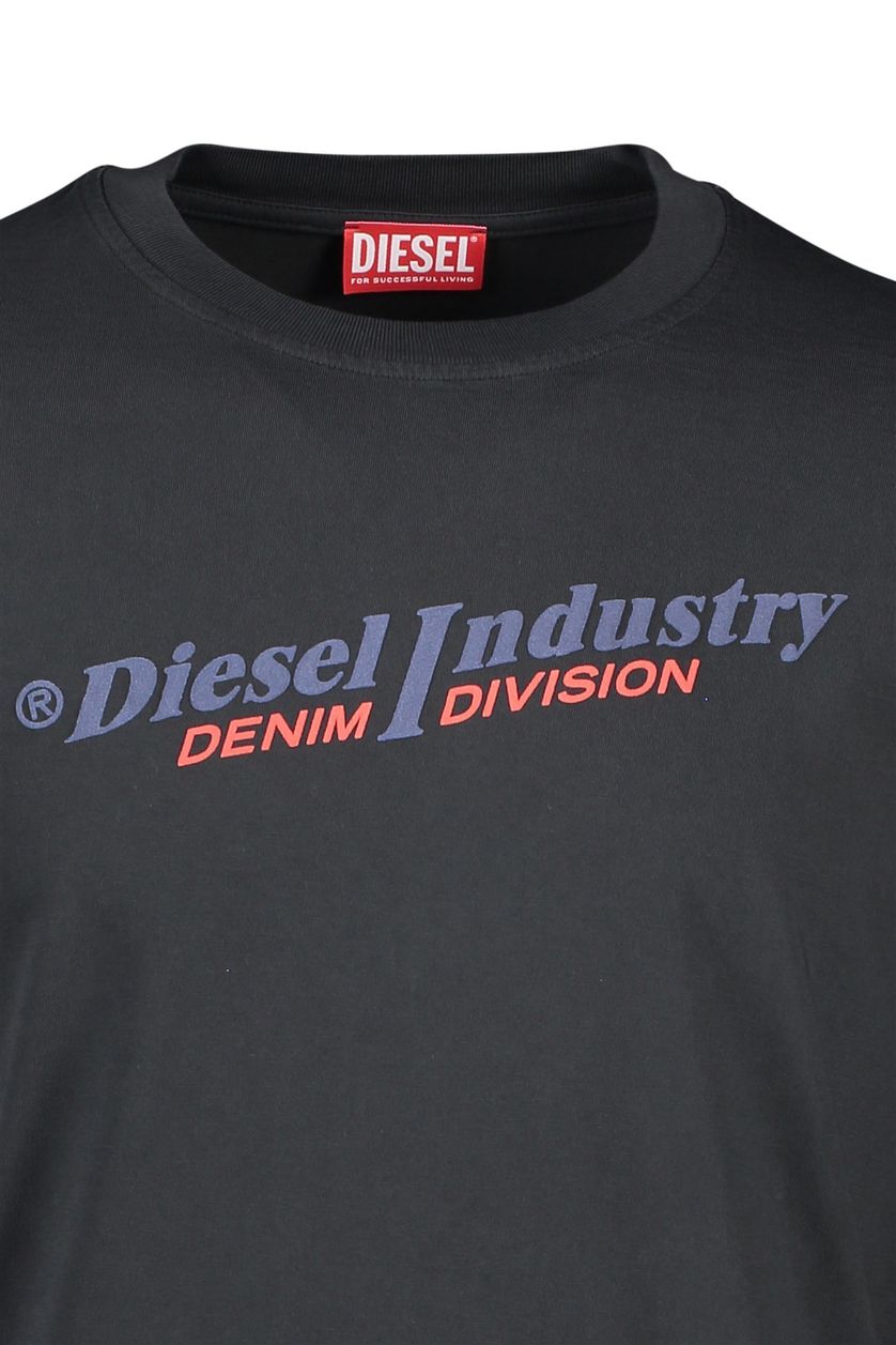 Diesel t-shirt  grijs effen katoen normale fit