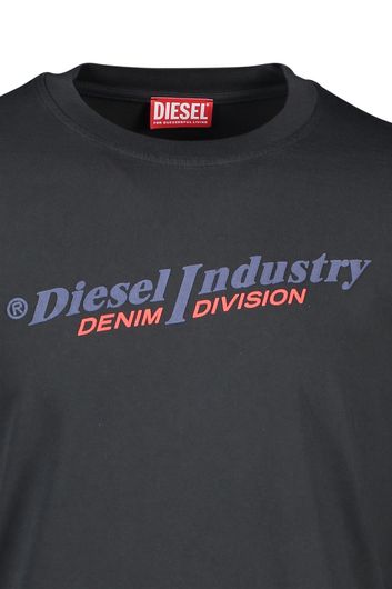 Diesel t-shirt  normale fit grijs effen katoen