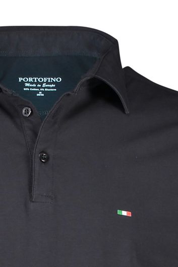 Portofino polo wijde fit zwart effen katoen