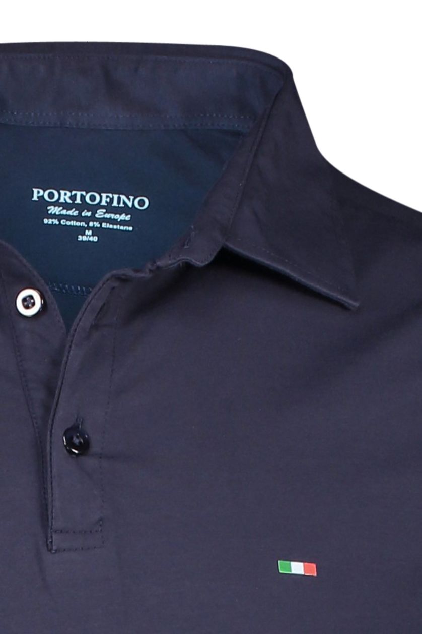 Portofino polo normale fit donkerblauw effen katoen met logo