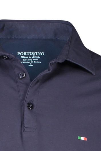 Portofino polo wijde fit donkerblauw effen katoen