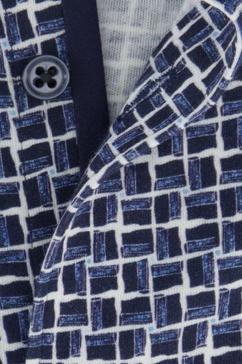 casual overhemd Desoto  blauw geprint katoen slim fit 