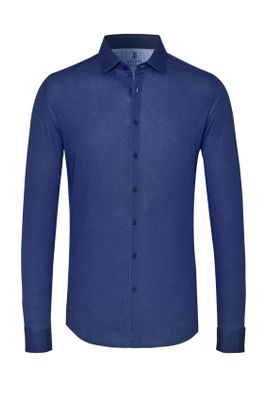 Desoto casual overhemd Desoto  donkerblauw effen katoen slim fit 