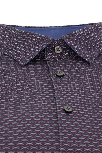Desoto casual overhemd slim fit bordeaux geprint katoen