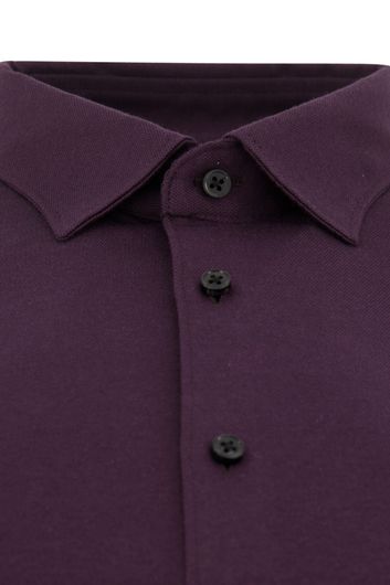 casual overhemd Desoto  aubergine effen katoen slim fit 