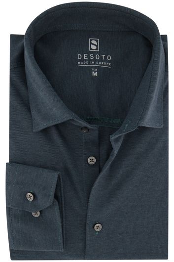 casual overhemd Desoto  groen effen katoen slim fit 