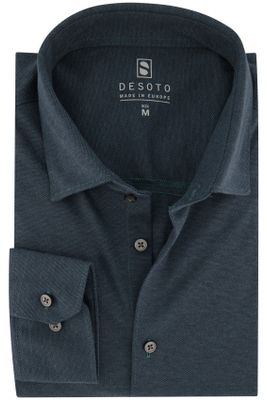 Desoto Desoto casual overhemd  groen effen katoen slim fit