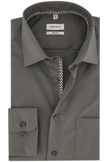 business overhemd Seidensticker Regular grijs effen katoen normale fit 