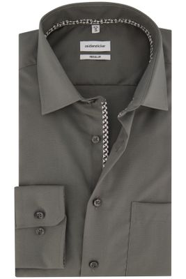 Seidensticker business overhemd Seidensticker Regular grijs effen katoen normale fit 
