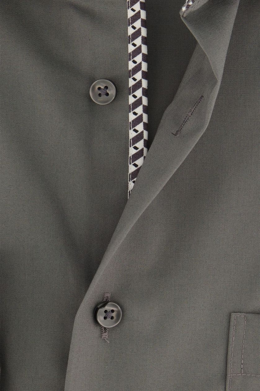 Seidensticker business overhemd Regular grijs effen normale fit borstzak