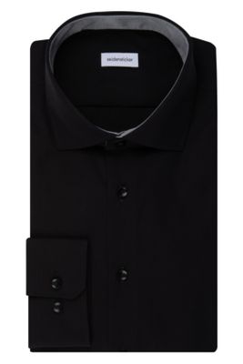 Seidensticker business overhemd Seidensticker zwart effen katoen normale fit 