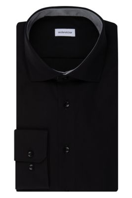Seidensticker Seidensticker business overhemd normale fit zwart effen katoen