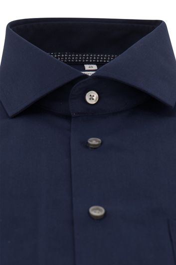 business overhemd Seidensticker donkerblauw effen katoen normale fit 