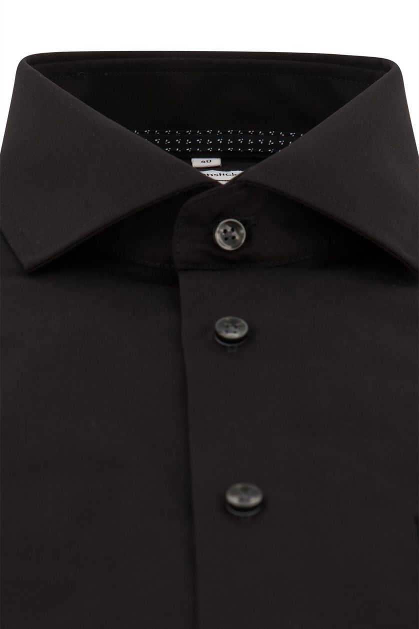 Seidensticker business overhemd  zwart effen katoen met borstzak