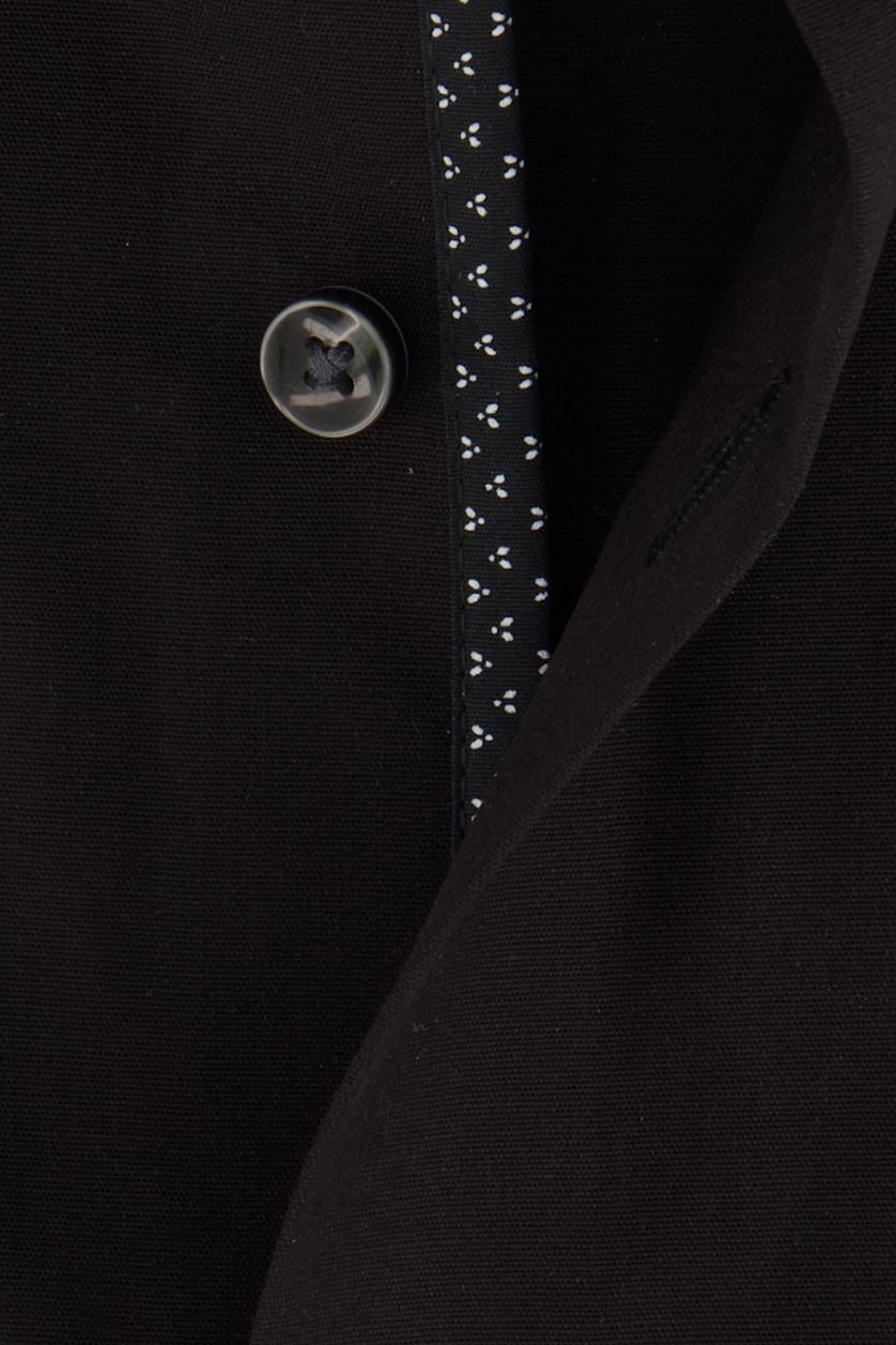 Seidensticker business overhemd  zwart effen katoen met borstzak