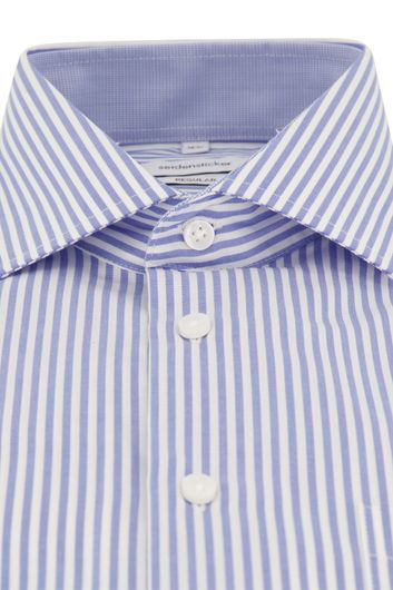 business overhemd Seidensticker lichtblauw gestreept katoen normale fit 