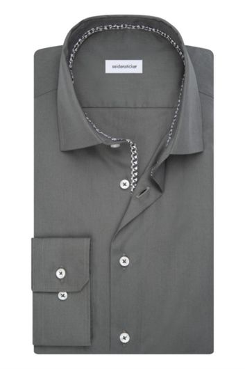 business overhemd Seidensticker grijs effen katoen normale fit 