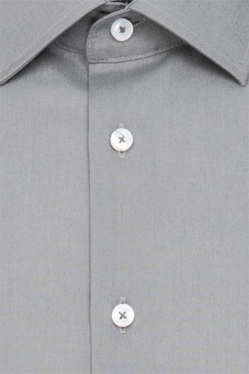 Seidensticker business overhemd normale fit grijs effen katoen
