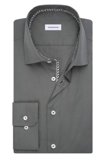 business overhemd Seidensticker  grijs effen katoen normale fit 