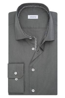Seidensticker Seidensticker business overhemd  normale fit grijs effen katoen