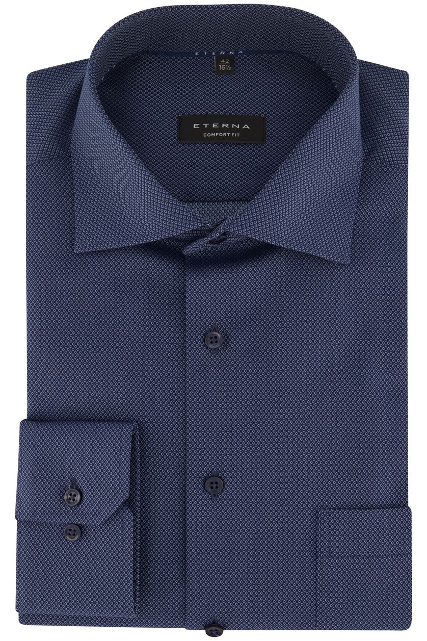 Eterna business overhemd Comfort Fit blauw geprint katoen wijde fit
