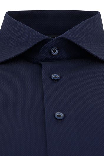 Eterna overhemd mouwlengte 7 Comfort Fit wijde fit donkerblauw geprint katoen wide spread